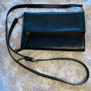 Black faux leather cross body purse